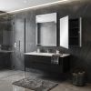 16" Black Plastic Floating Single Door Bathroom Vanity And Medicine Cabinet With Mirror