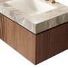 30" Brown Wood Floating Single Door Bathroom Vanity With White Sink