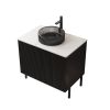 30" Black Wood Freestanding Double Door Bathroom Vanity