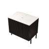 30" Black Wood Freestanding Double Door Bathroom Vanity