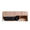 35" Brown Wood Floating Single Door Bathroom Vanity