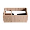 35" Brown Wood Floating Single Door Bathroom Vanity