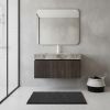 36" Brown Wood Floating Single Door Bathroom Vanity With White Sink
