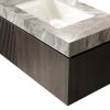 36" Brown Wood Floating Single Door Bathroom Vanity With White Sink