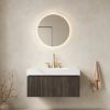 36" Black Wood Floating Single Door Bathroom Vanity With White Sink