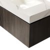 36" Black Wood Floating Single Door Bathroom Vanity With White Sink
