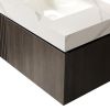 36" Black Wood Floating Single Door Bathroom Vanity With White Sink