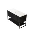 48" Black Wood Freestanding Three Door Bathroom Vanity