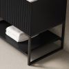 48" Black Wood Freestanding Three Door Bathroom Vanity