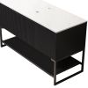 48" Black Wood Freestanding Three Door Bathroom Vanity