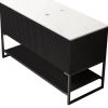 48" Black Wood Freestanding Three Door Bathroom Vanity