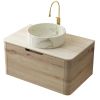 30" Brown Wood Floating Bathroom Vanity With White Sink