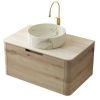 30" Brown Wood Floating Bathroom Vanity With White Sink