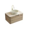 30" Brown Wood Floating Bathroom Vanity With White Sink