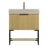 30" Gold Wood Freestanding Bathroom Vanity With White Sink