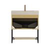 30" Gold Wood Freestanding Bathroom Vanity With White Sink