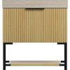 30" Gold Wood Freestanding Bathroom Vanity With White Sink
