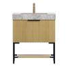 30" Brown Wood Freestanding Bathroom Vanity With White Sink