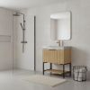30" Brown Wood Freestanding Bathroom Vanity With White Sink