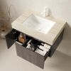 30" Black Wood Floating Bathroom Vanity With White Sink