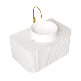 36" White Wood Floating Bathroom Vanity With Sink