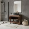 36" Brown Wood Freestanding Double Door Bathroom Vanity With Black Sink
