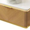 36" Brown Wood Floating Bathroom Vanity With White Sink