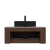 36" Brown Wood Floating Bathroom Vanity With Black Sink
