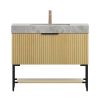 36" Brown Wood Freestanding Bathroom Vanity With White Sink