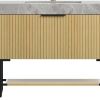 36" Brown Wood Freestanding Bathroom Vanity With White Sink