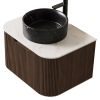 24" Brown Wood Floating Bathroom Vanity With Black Sink