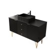 48" Black Wood Freestanding Three Door Bathroom Vanity With Sink And Two Drawers