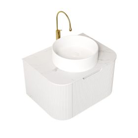 24" White Wood Floating Bathroom Vanity With Sink