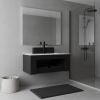 36" Black Wood Floating Bathroom Vanity With Sink