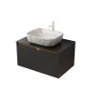 30" Black Wood Floating Double Door Bathroom Vanity