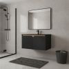 30" Black Wood Floating Double Door Bathroom Vanity