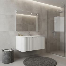 30" White Wood Floating Bathroom Vanity