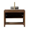 36" Brown Wood Freestanding Bathroom Vanity With Black Sink