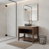 36" Brown Wood Freestanding Bathroom Vanity With Black Sink