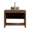 36" Brown Wood Freestanding Bathroom Vanity With Black Sink