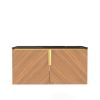 36" Brown Wood Floating Double Door Bathroom Vanity