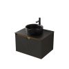 24" Black Wood Floating Double Door Bathroom Vanity
