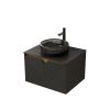 24" Black Wood Floating Double Door Bathroom Vanity