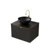 24" Black Wood Floating Double Door Bathroom Vanity