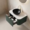 30" Green Wood Floating Bathroom Vanity With Black Sink