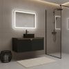 36" Black Wood Floating Double Door Bathroom Vanity With Sink
