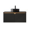 36" Black Wood Floating Double Door Bathroom Vanity With Sink