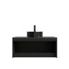 36" Black Wood Floating Double Door Bathroom Vanity With Sink