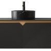36" Black Wood Floating Double Door Bathroom Vanity With Sink