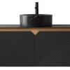36" Black Wood Floating Double Door Bathroom Vanity With Sink